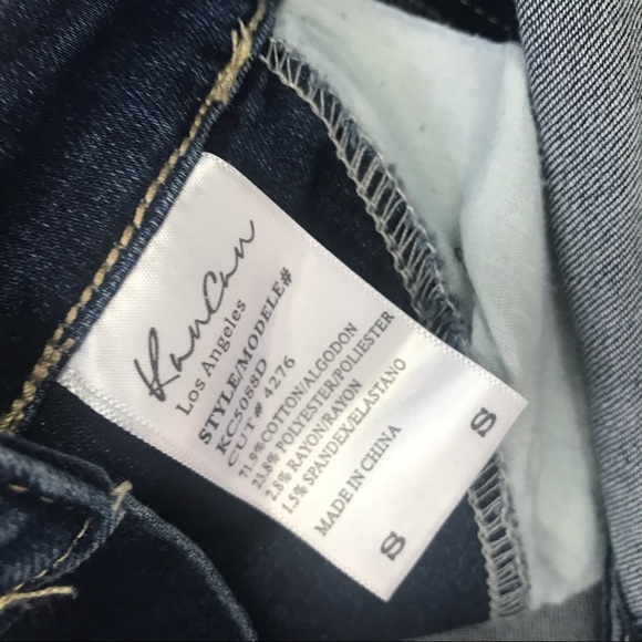 KanCan Los Angeles Distressed Dark Wash Stretch Overalls Size S - Picture 11 of 16